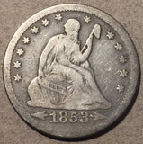 1853 O arrows and rays Seated Quarter, Grade= F