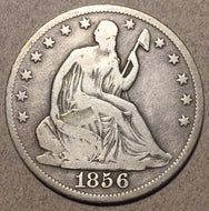 1856 O Seated Half Dollar, Grade= VG, cleaned