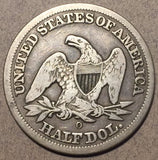 1856 O Seated Half Dollar, Grade= VG, cleaned