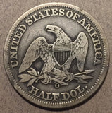 1859-O Seated Half Dollar, Grade= VG, minor marks and scratches