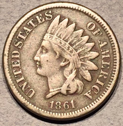 1861 Indian Cent, Grade= VF