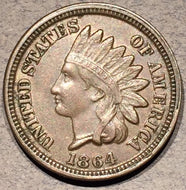1864 CN Indian Cent, Grade= XF, slight cud on obv. rim