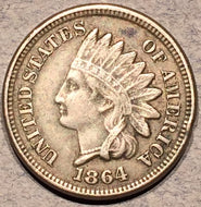 1864 CN Indian Cent, Grade= XF, 1 rim ding at 4 o'clock