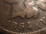1864 L Indian Cent, Grade= VG