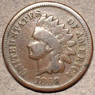 1869 Indian Cent, Grade= G6/F rev