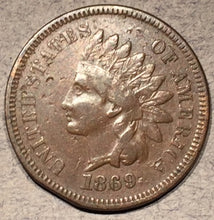 1869 Indian Cent, Grade= VF, a few ticks and small flat spot on rim