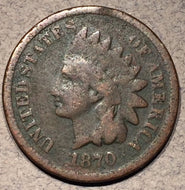 1870 Indian Cent, Grade=  VG, porous and minor rim bruise