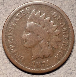 1871 Indian Cent, Grade=  G