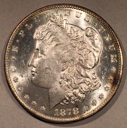 1878 S Morgan Dollar, MS63 PQ, A burgundy tone area on each side