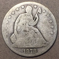 1878 Seated Half Dollar, Grade= G