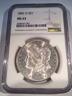 1882 O Morgan Dollar, NGC slab MS63