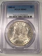 1885 O Morgan Dollar, PCGS slab MS63