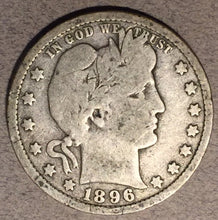 1896-O Barber Quarter, Grade= VG