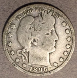 1896-O Barber Quarter, Grade= VG