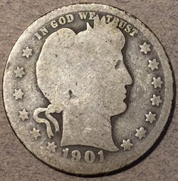 1901-O Barber Quarter, Grade= G/AG