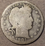 1901-O Barber Quarter, Grade= G/AG