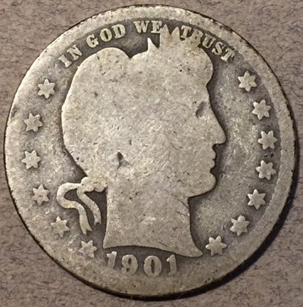 1901-O Barber Quarter, Grade= G/AG