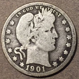 1901-O Barber Quarter, Grade= VG