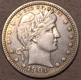 1901 Barber Quarter, Grade= XF, lightly cleaned
