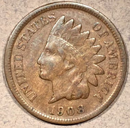 1908 S Indian Cent, Grade= VF