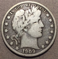 1909-O Barber Half Dollar, Grade= F