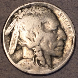 1914-D Buffalo Nickel, Grade= VG, rim bruises, minor rotated reverse