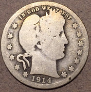 1914-S Barber Quarter, Grade= G4