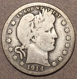 1914-S Barber Quarter, Grade= G