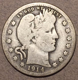 1914-S Barber Quarter, Grade= G