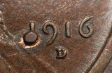1916-D Lincoln Cent, Grade= AU55, dot error over date