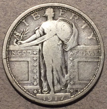 1917-S Type 1 Standing Quarter, F, lightly cleaned