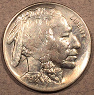 1918 Buffalo Nickel, Grade= AU58, doubled face