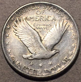 1920 Standing Quarter, Grade= AU, typical weak date but lustrous fields. Exact coin imaged.
