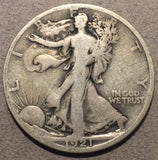 1921-S Walking Half Dollar, Grade= VG10