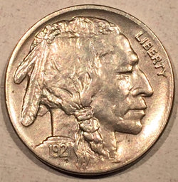 1921 Buffalo Nickel, Grade= AU58, fantastic strike, cleaned