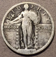 1921 Standing Quarter, Grade= VG