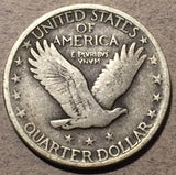 1921 Standing Quarter, Grade= VG