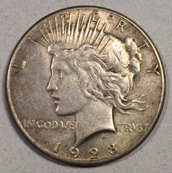 1928 Peace Dollar, Grade XF, minor problems, representative picture- may not be the actual coin