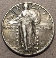 1930 Standing Quarter, Grade= XF45