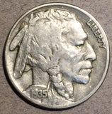 1935 Buffalo Nickel, Grade= F  Error,  Double reverse variety. FS 018, URS10. Breen 2644. 4mm scratch on Bisons shoulder.
