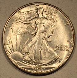 1941 S Walking Half Dollar, Grade= MS64