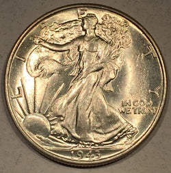 1943 Walking Half Dollar, Grade= MS63