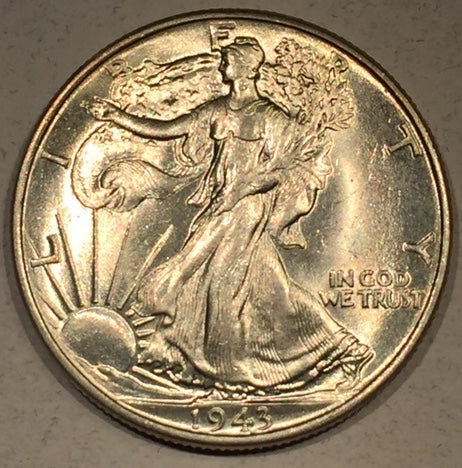 1943 Walking Half Dollar, Grade= MS63