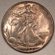 1944 Walking Half Dollar, Grade= MS63, nice peachy tone.