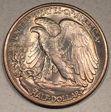 1945 Walking Half Dollar, Grade= MS65, beautiful even peach toning