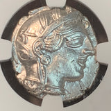 Silver Egyptian Struck Owl, Shocking Luster! 5th-4th century BC, Tetrdrachm, NGC Mint State strike 5/5, surface 3/5