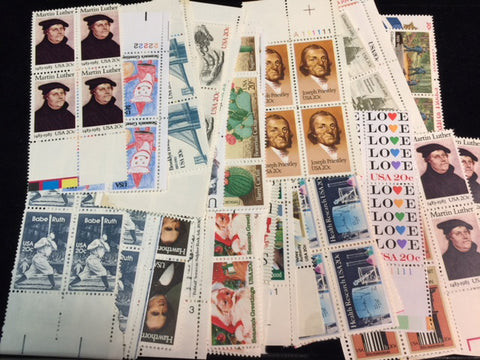 New US Postage Stamps at or below face value 20 Cent plate blocks