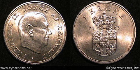 Denmark, 1963,  1 krone, AU, KM851.1 -
