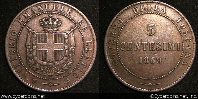 Italy/Tuscany, 1859,  5 Centisimi, C83, VF/XF