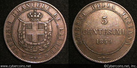 Italy/Tuscany, 1859,  5 Centisimi, C83, VF/XF